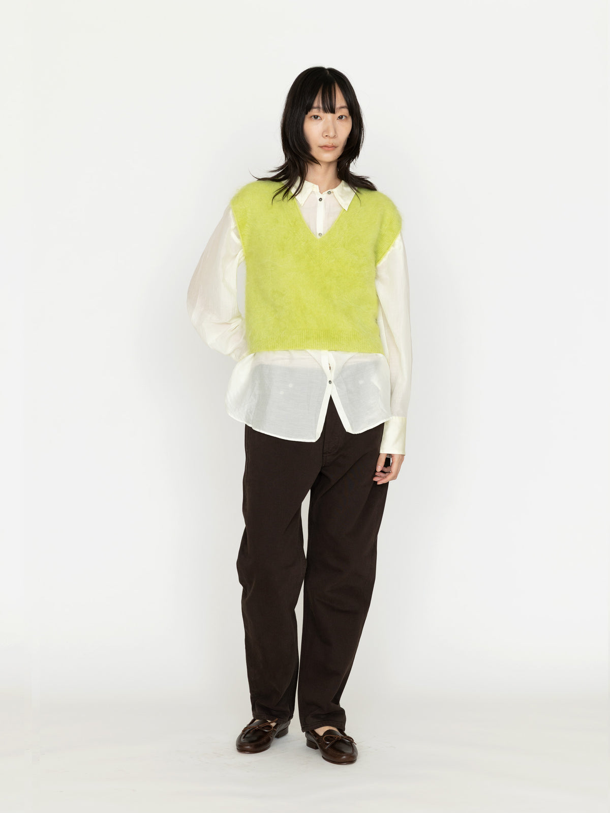 enrica | カシミヤシャギーVネックニットベスト KNIT149