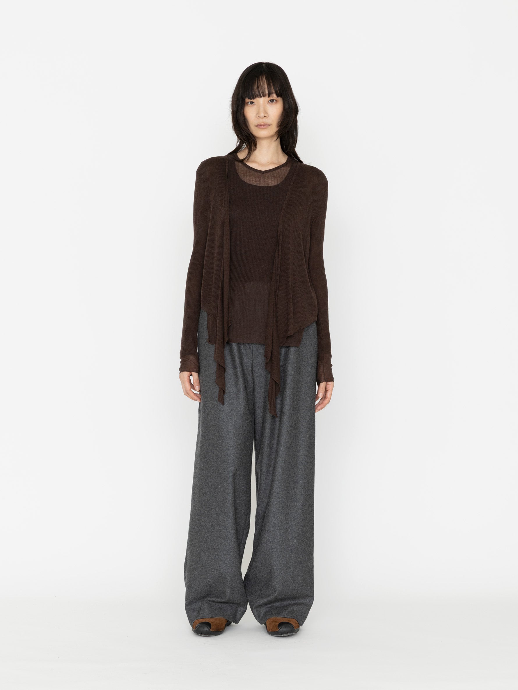 GGG | Tencel Cashmere Extra Soft Random Rib Two Way Cross Wrap Cardigan 02-01-1964