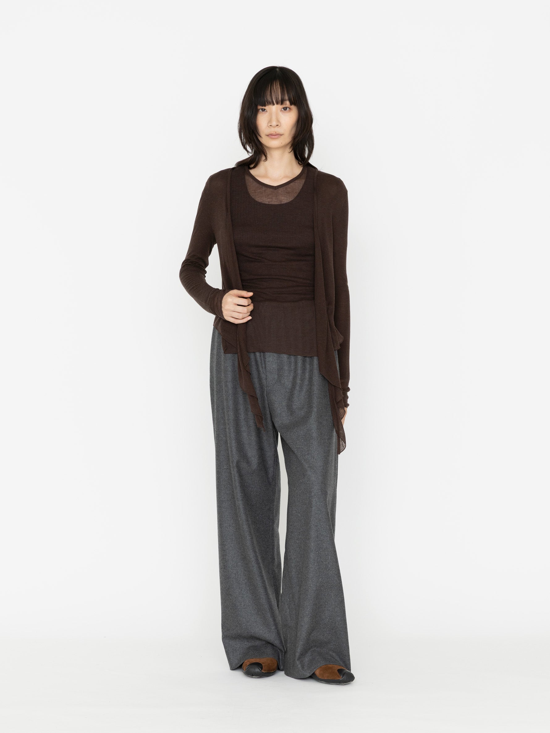 GGG | Tencel Cashmere Extra Soft Random Rib Two Way Cross Wrap Cardigan 02-01-1964
