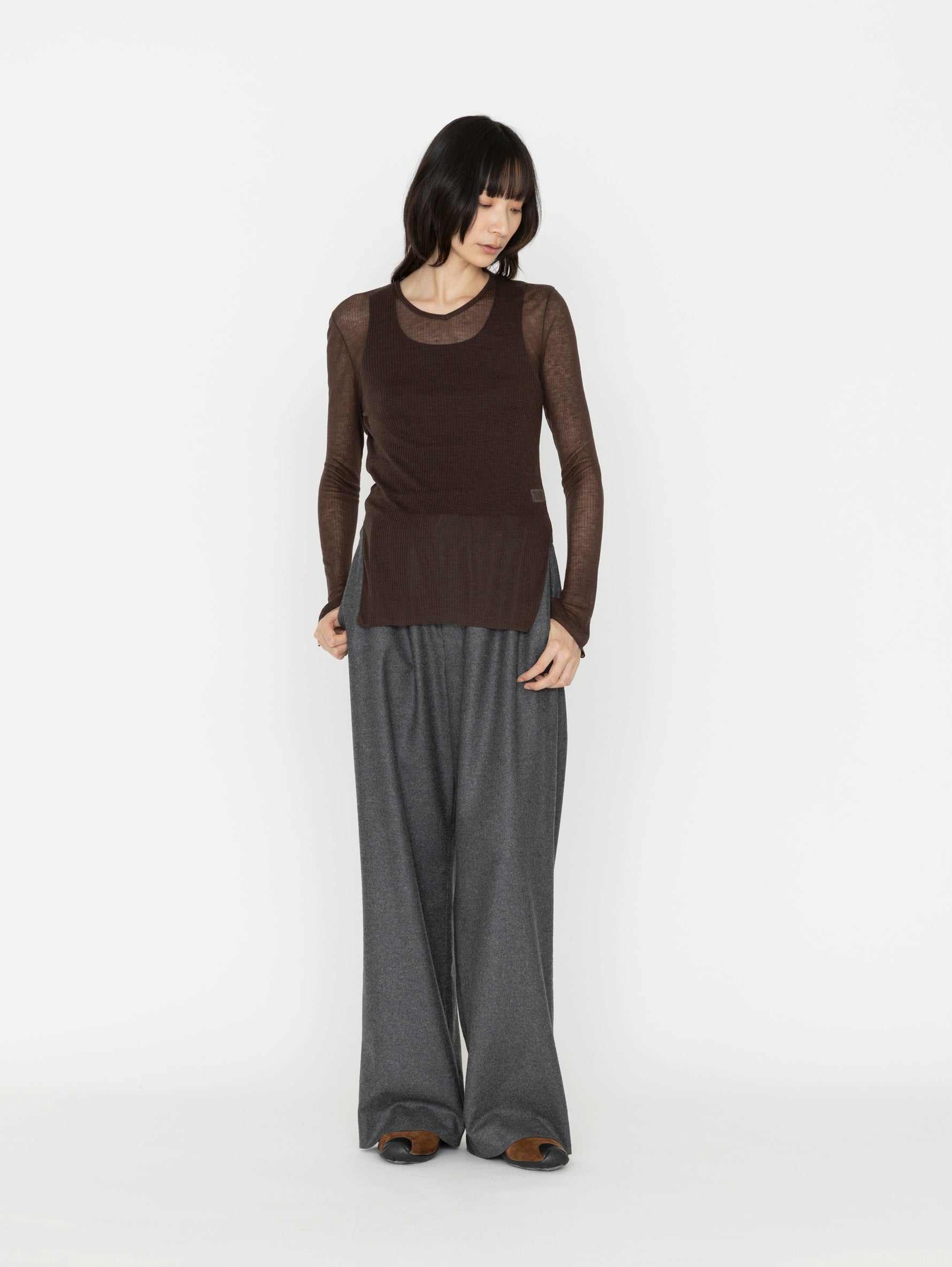 GGG | Side Slit V Neck Long Sleeve T 02-01-1963