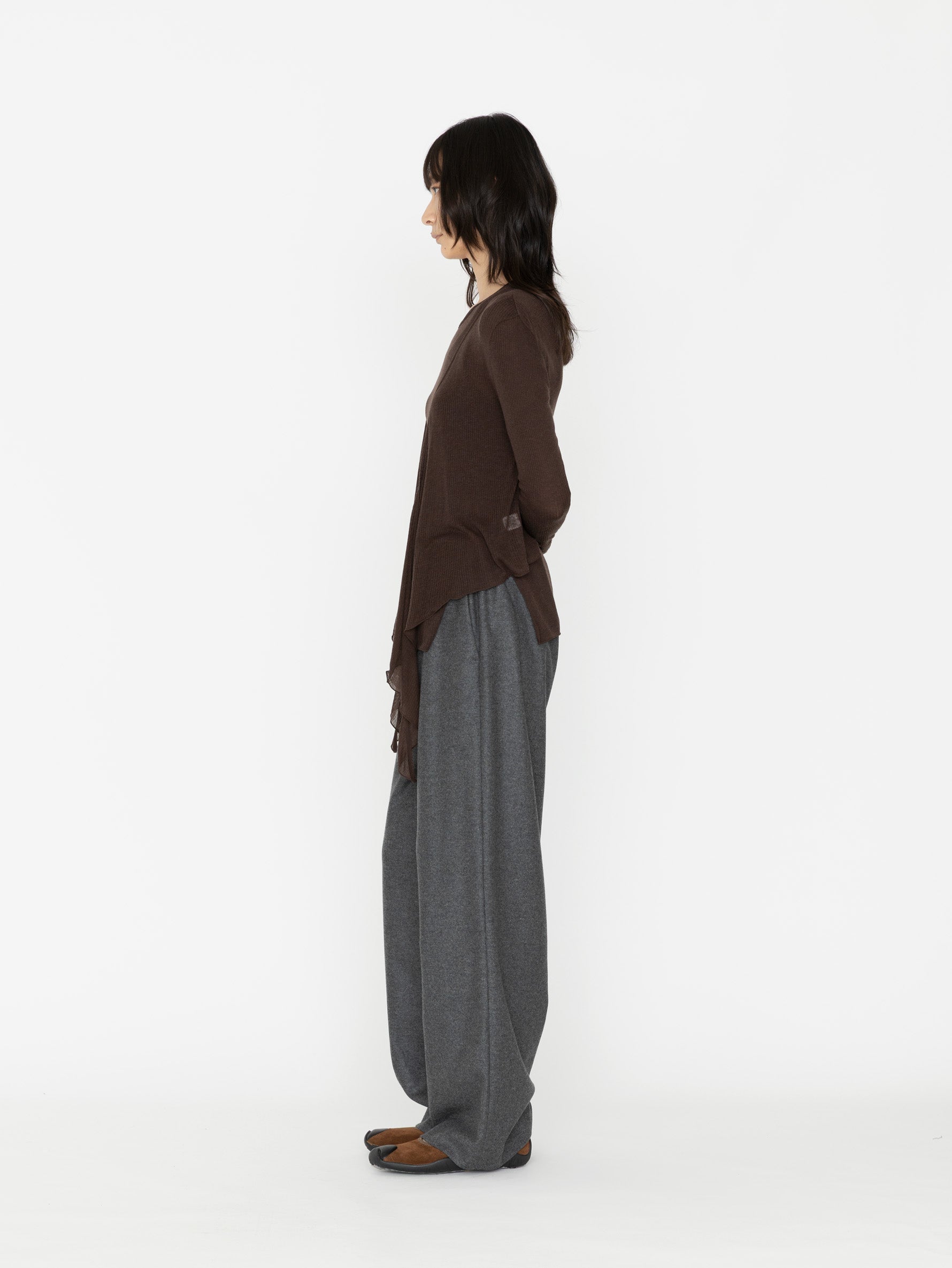 GGG | Tencel Cashmere Extra Soft Random Rib Two Way Cross Wrap Cardigan 02-01-1964