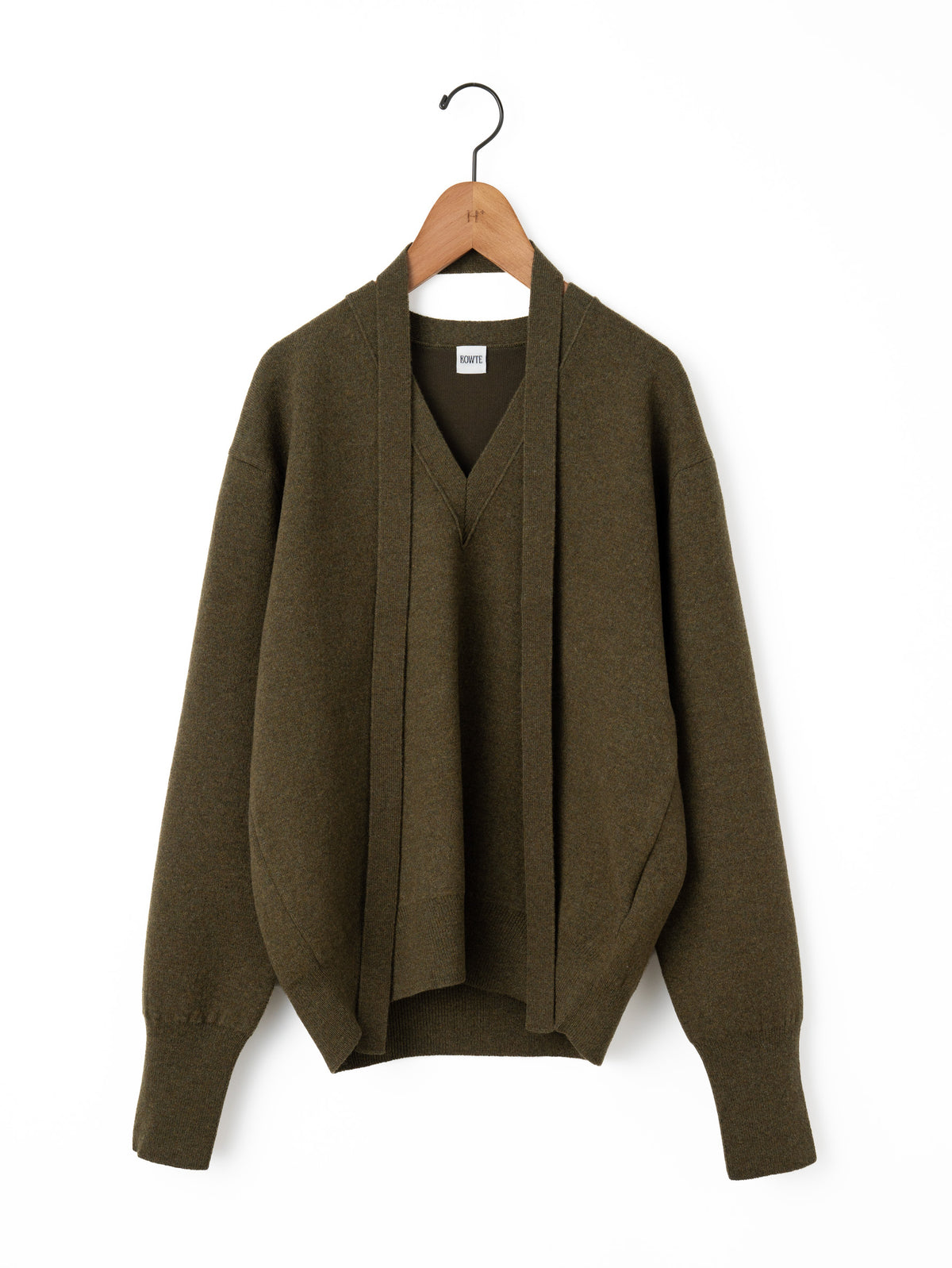 BOWTE | WOOL CASHMERE MELANGE BOW TIE V NECK KNIT 262-03-0005