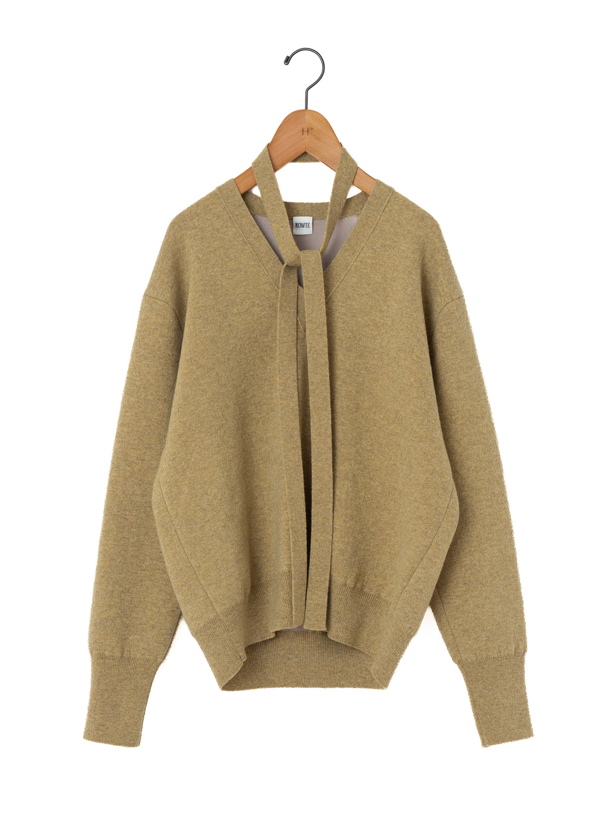 BOWTE | WOOL CASHMERE MELANGE BOW TIE V NECK KNIT 262-03-0005