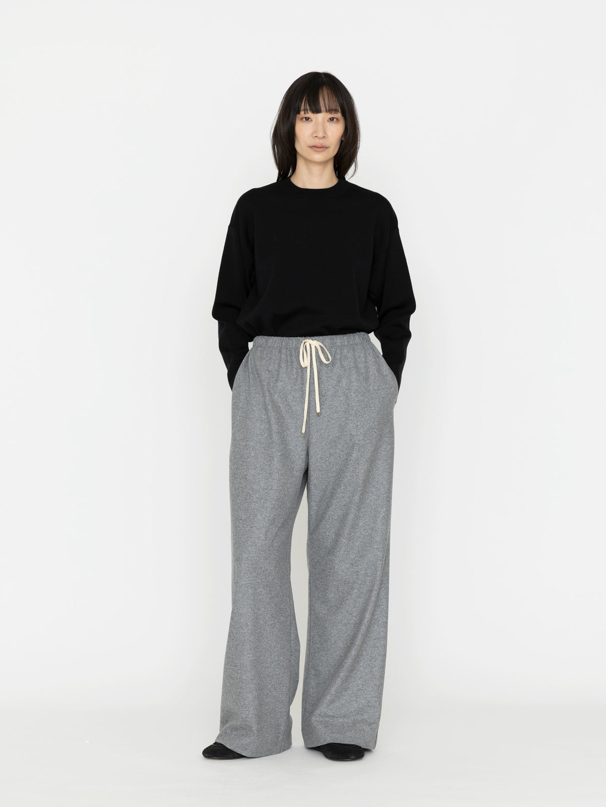GGG | Super 160's Wool Flannel Jersey Drawstring Easy Pants 02-01-1982