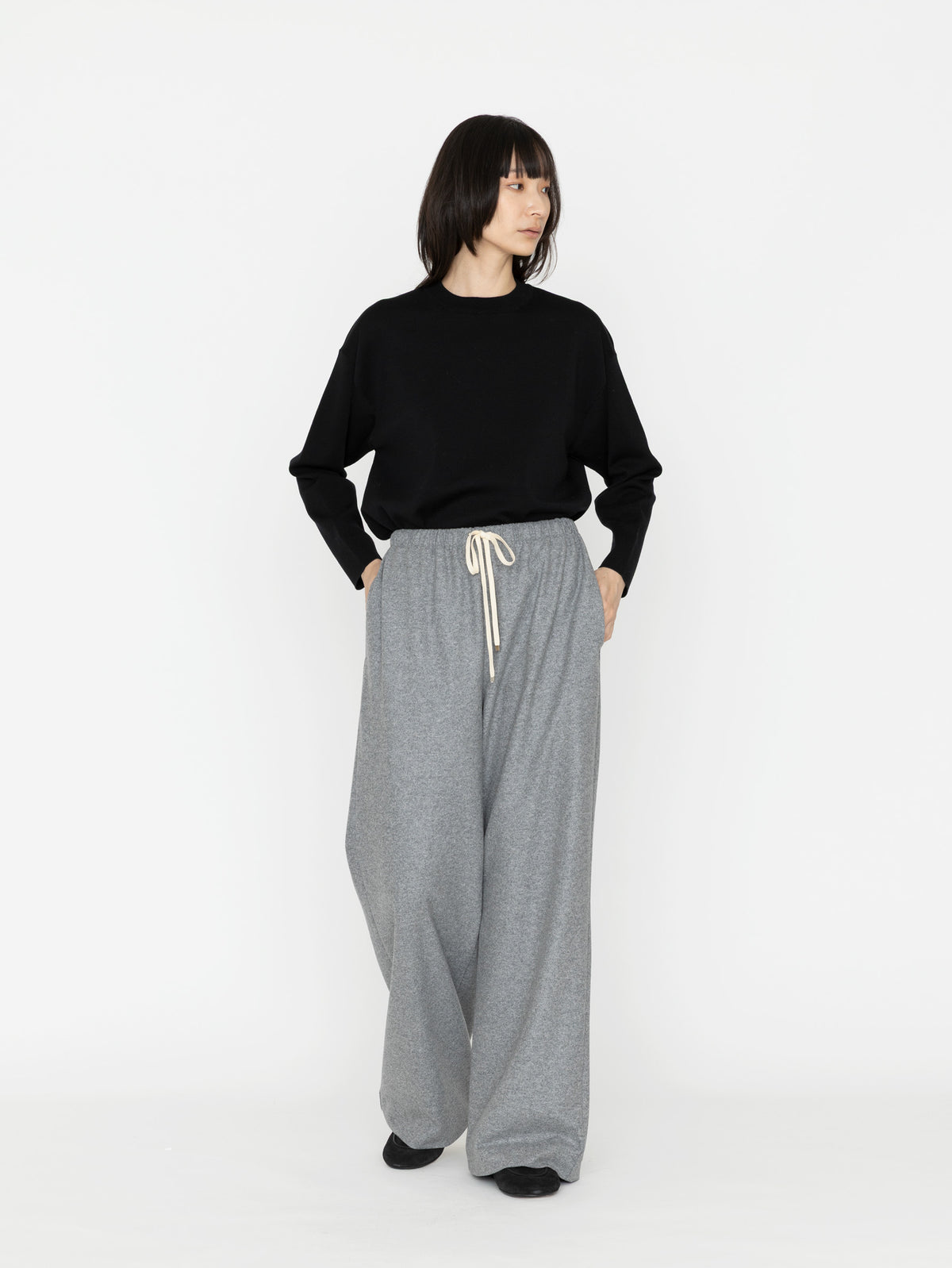 GGG | Super 160's Wool Flannel Jersey Drawstring Easy Pants 02-01-1982