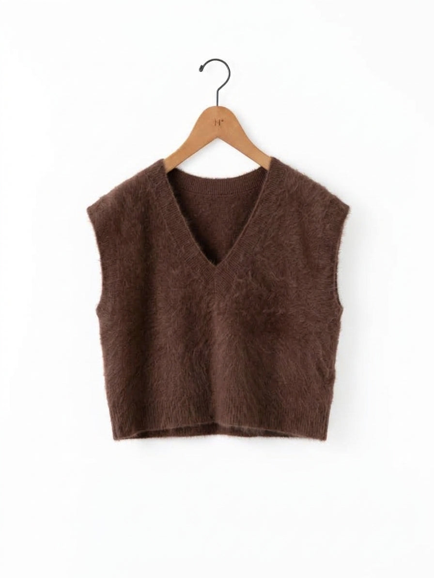 enrica | カシミヤシャギーVネックニットベスト KNIT149