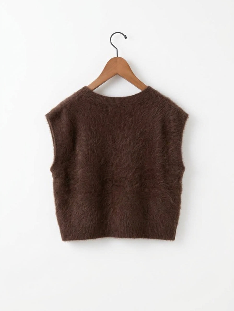 enrica | カシミヤシャギーVネックニットベスト KNIT149