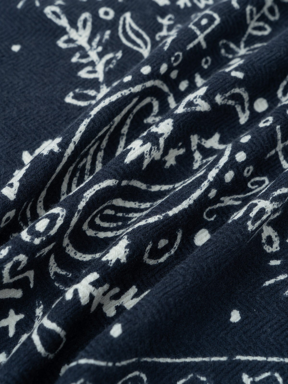 manipuri | <別注 "ウールシルク"ストールヘリンボーン織>メドウバンダナ NAVY×WHITE 0163333080