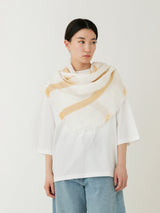 ASAUCE MELER | リネンヴィスコースグロッシーボーダースクエアストール