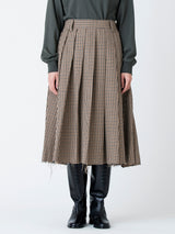 Lâchement Lachement ラシュモン ウールリネンガンクラブチェックプリーツスカート