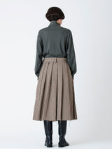 Lâchement Lachement ラシュモン ウールリネンガンクラブチェックプリーツスカート