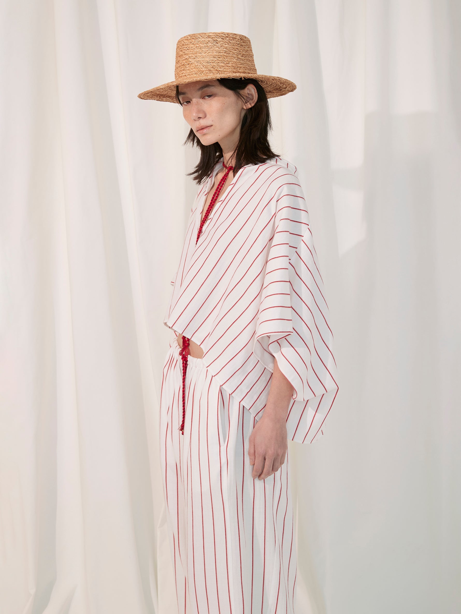 sana | tassel blouse (herringbone stripe)