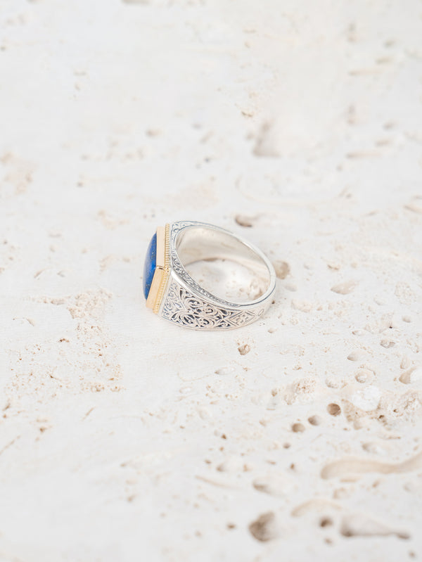 GEROCHRISTO | Ring in 18K Gold and sterling silver with Lapis 20374