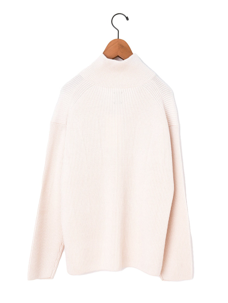 BATONER | ソリッドウールリブハーフジップ