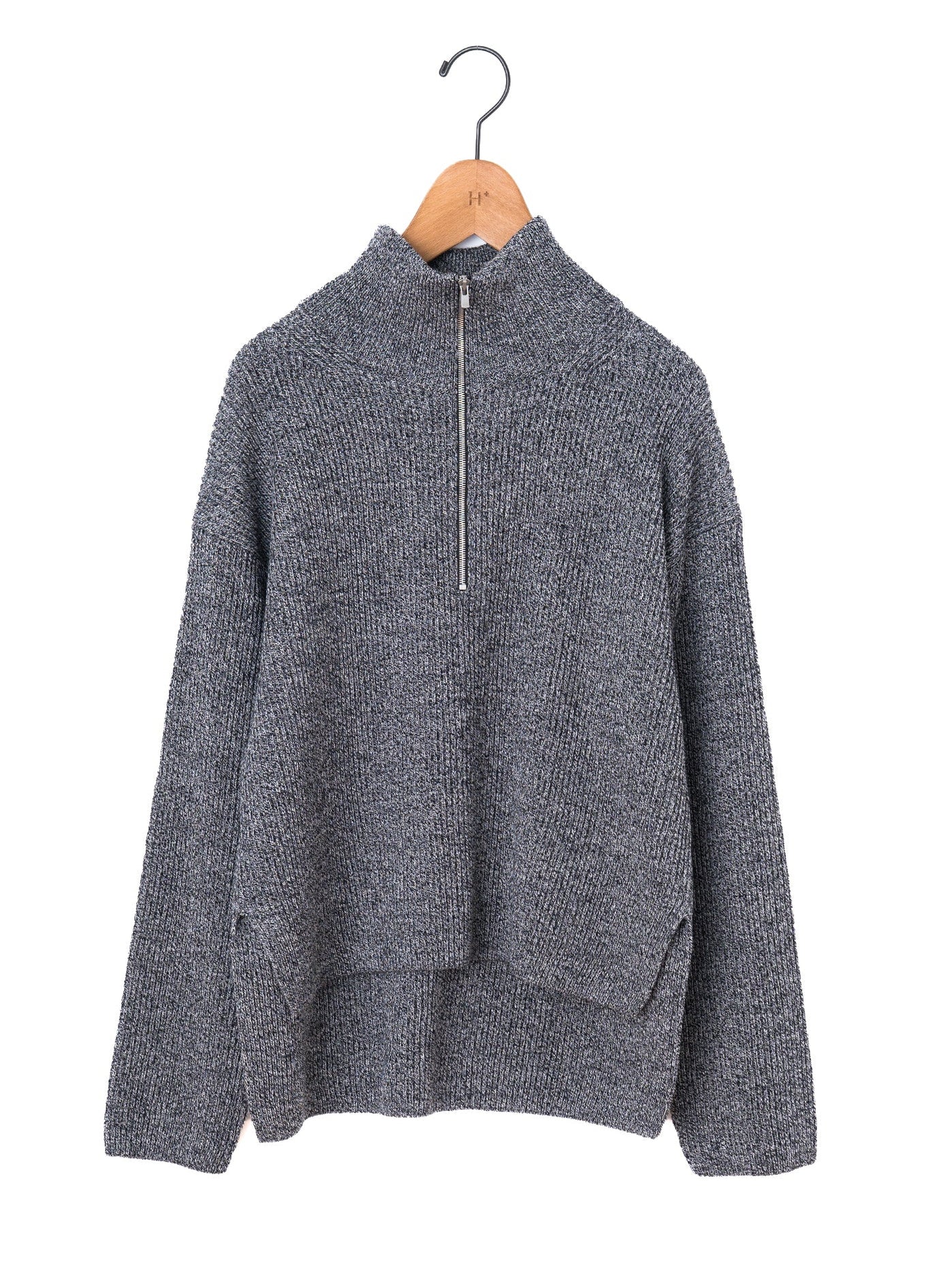 BATONER | ソリッドウールリブハーフジップ – H+HELIOTROPE