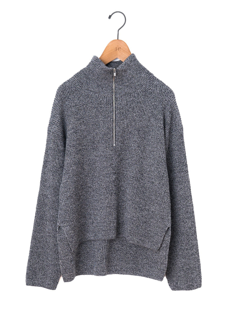 BATONER | ソリッドウールリブハーフジップ