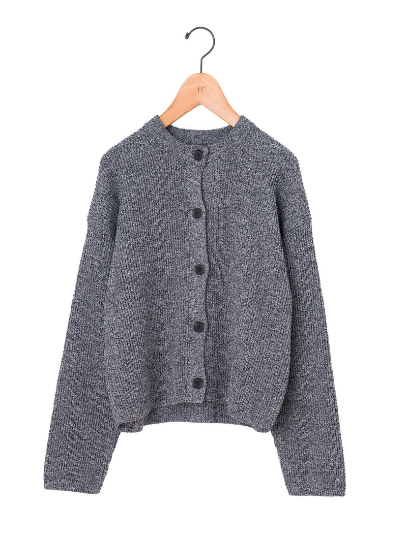 BATONER | ソリッドウールリブクルーカーディガン