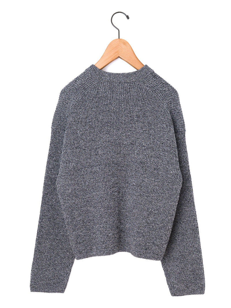 BATONER | ソリッドウールリブクルーカーディガン