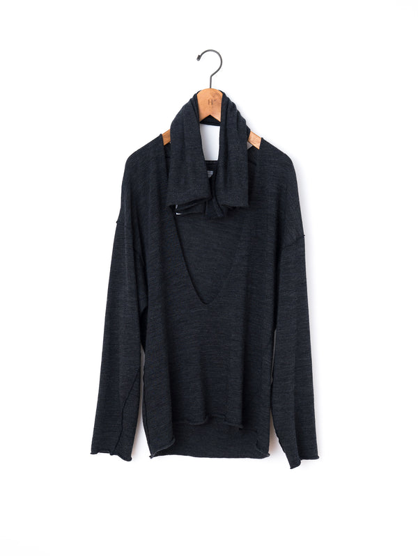 GGG | Deep V Neck Long Sleeve Pull Over with Stole 02-01-1757