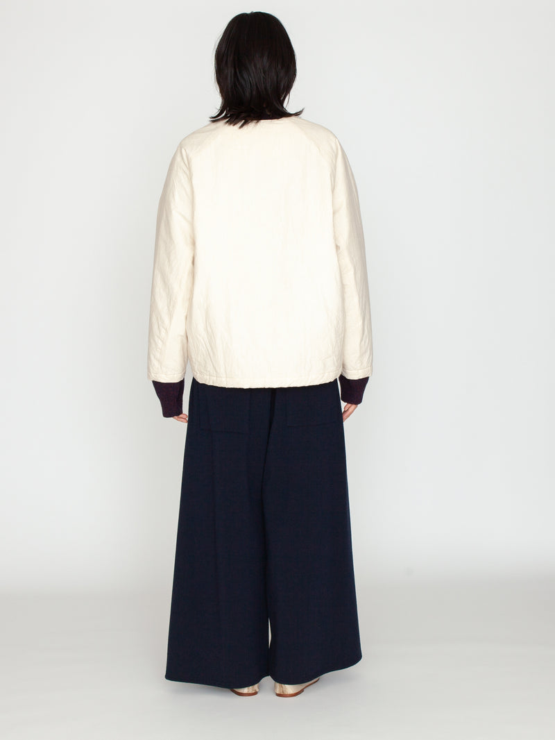 kagure | コットン中綿ノーカラーショートコート