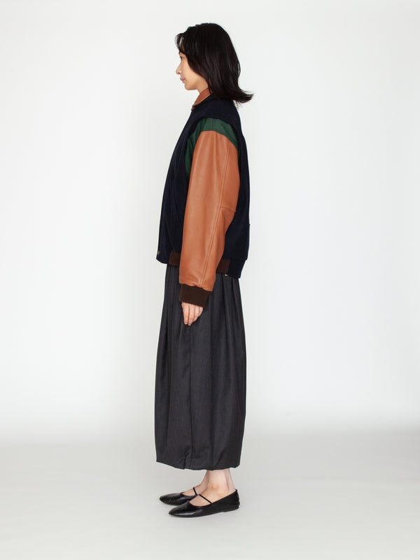 LES PRAIRIES DE PARIS | レザー切替ブルゾン BLOUSON JUMP