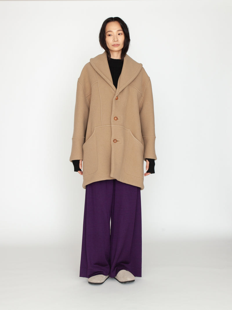 LES PRAIRIES DE PARIS | ドロップショルダーショールカラーウールコート