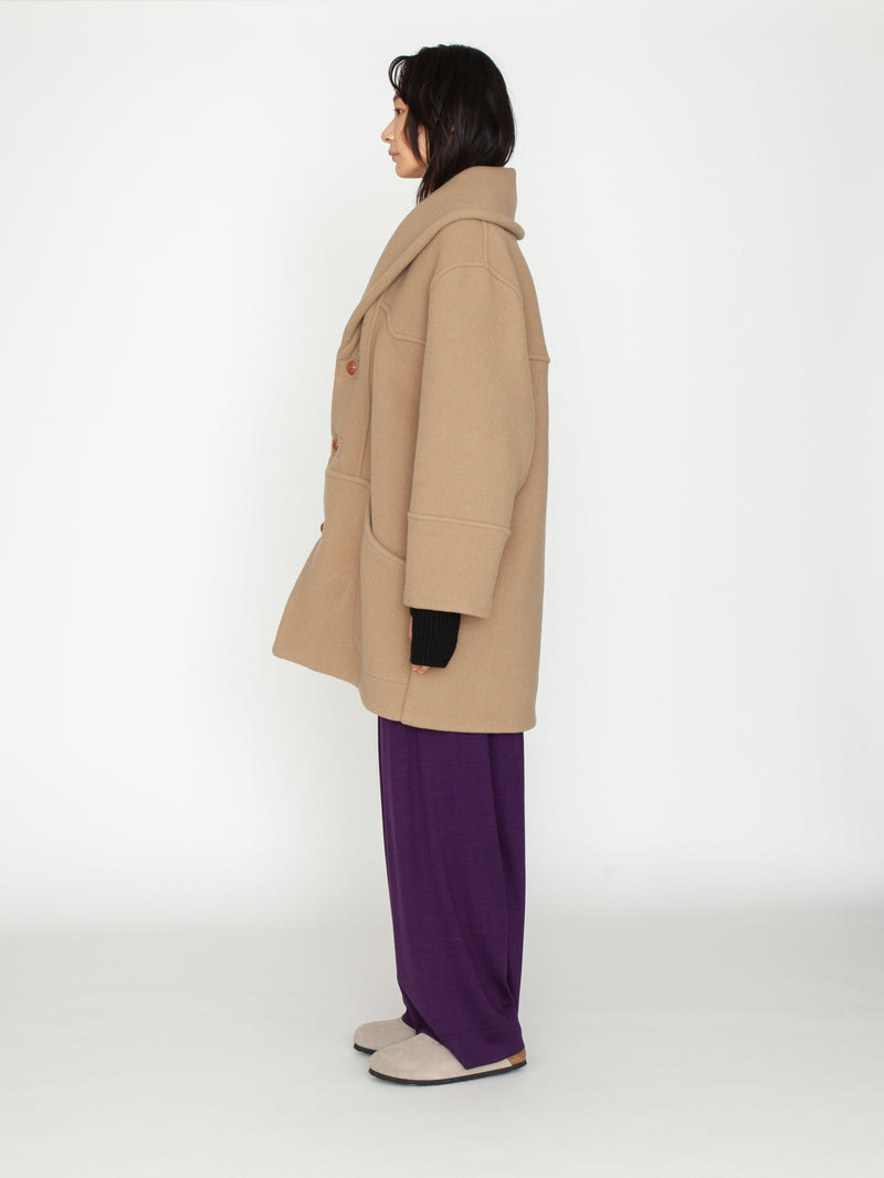 LES PRAIRIES DE PARIS | ドロップショルダーショールカラーウールコート