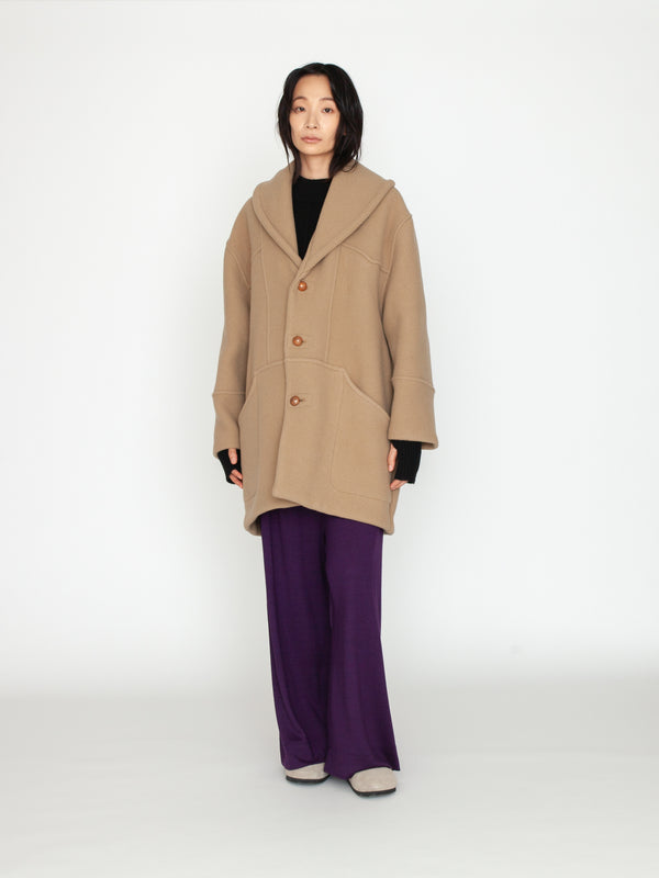 LES PRAIRIES DE PARIS | ドロップショルダーショールカラーウールコート