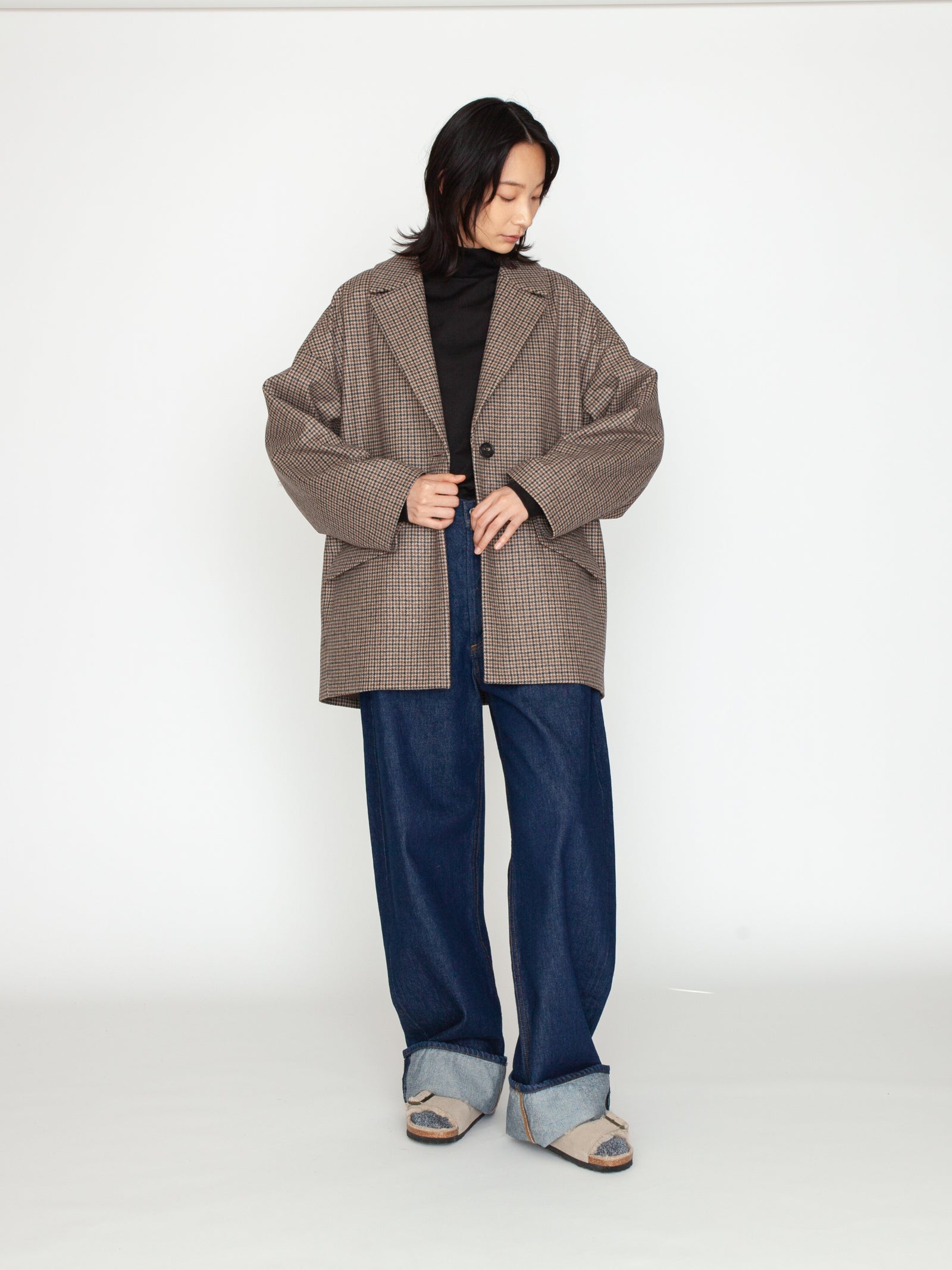 TICCA |チェックジャケコート/TBEA-521.ブラウンチェック – H+HELIOTROPE