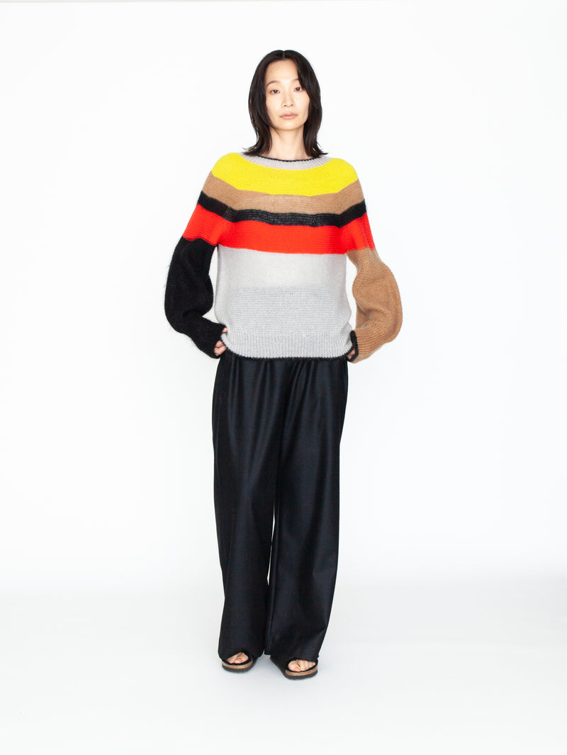 enrica | シルクモヘヤボーダーウールニットプルオーバー – H+