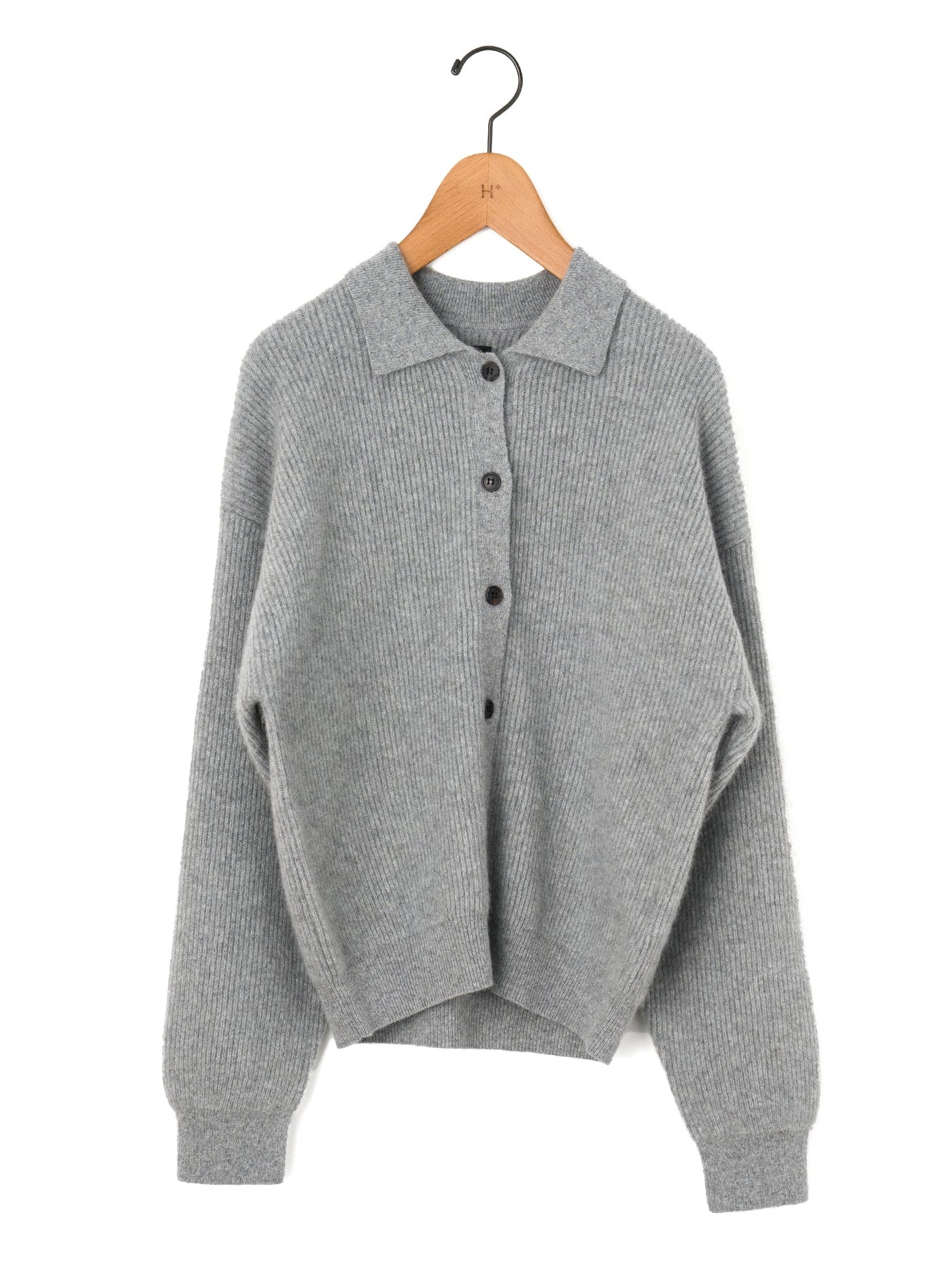 BATONER | カシミヤフォックス ポロカーディガン – H+HELIOTROPE