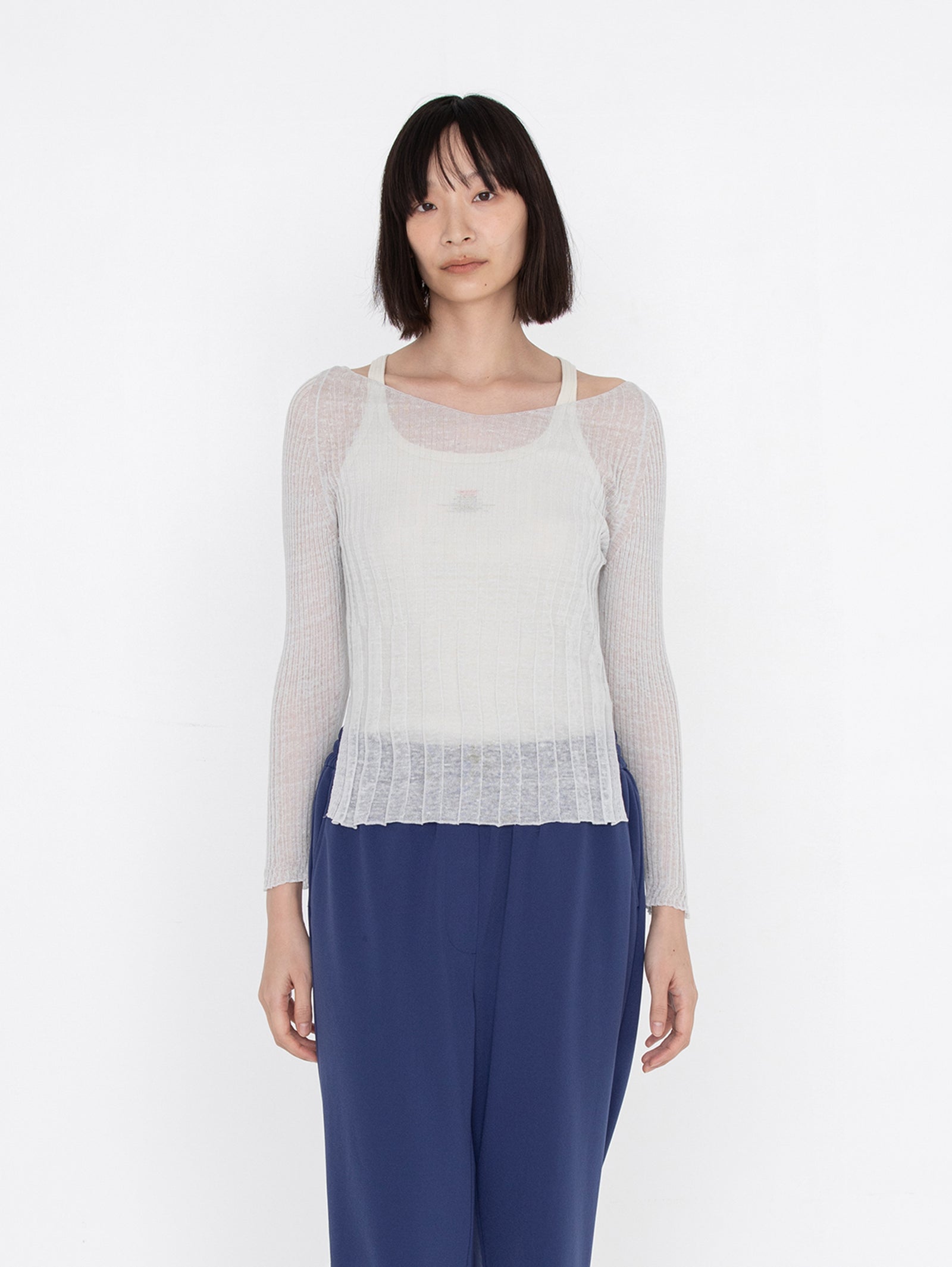 【enrica】 リネンナイロン素材 プルオーバーニット enrica】 リネンナイロン素材 プルオーバーニット