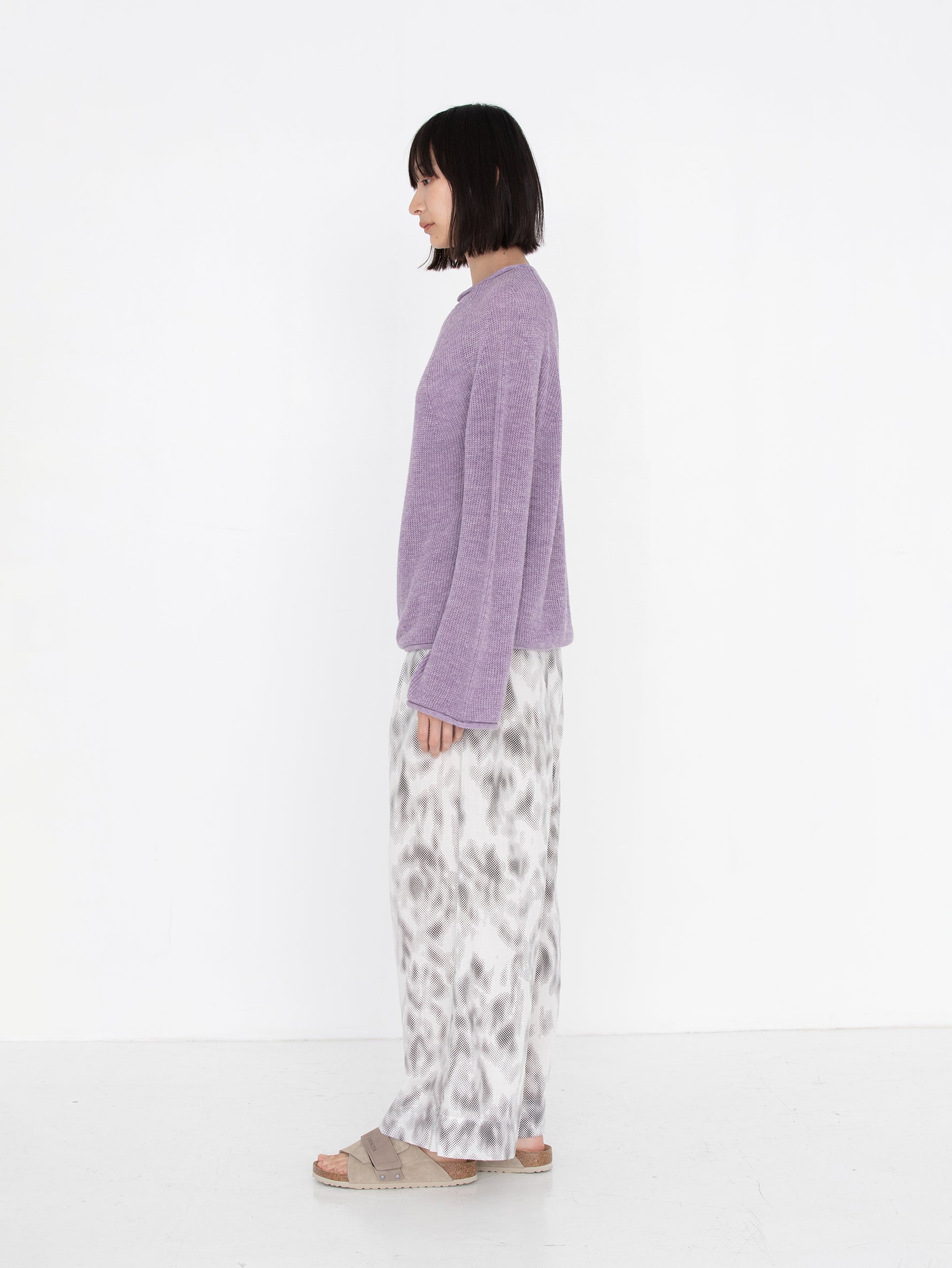 BATONER | WASHED HIGH COUNT LINEN SIGNATURE ROLL NECK BN-25SL-024