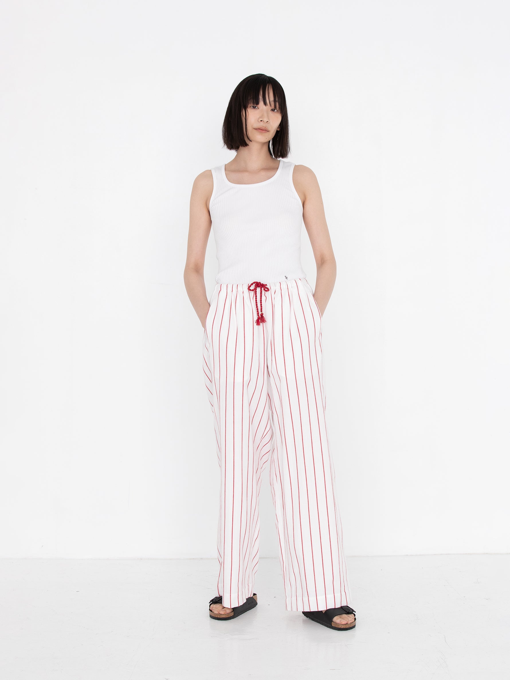 sana | tassel pants (herringbone stripe)