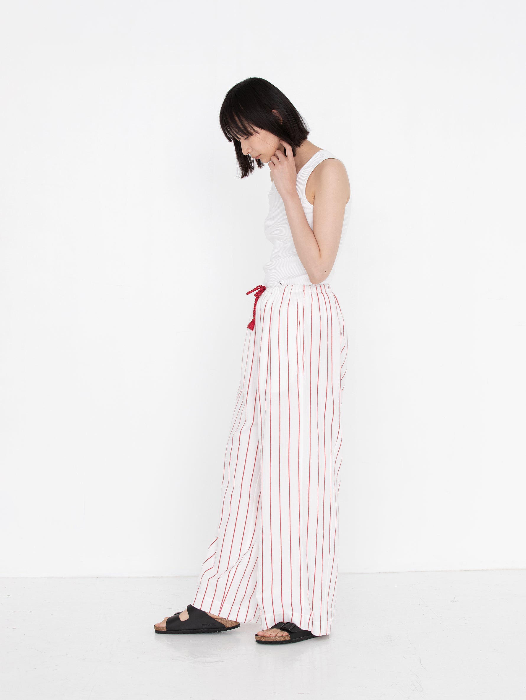 sana | tassel pants (herringbone stripe)