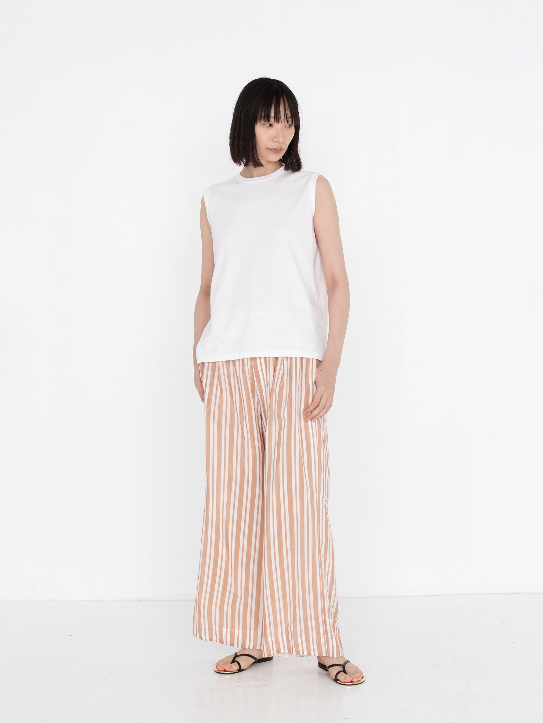 enrica | コットンシルクストライプパンツ