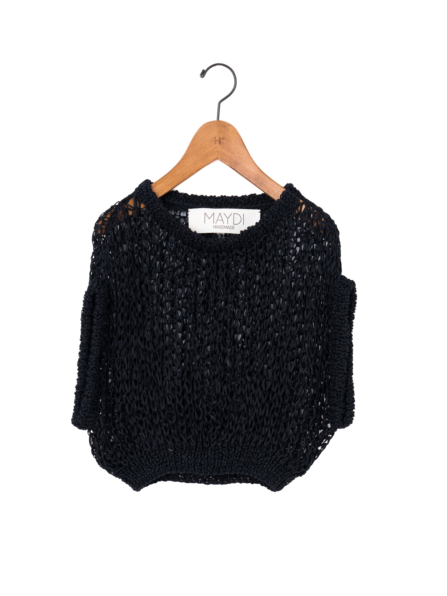 MAYDI | ENTRELAZADO Honeycomb net stitch ribbed neck and hem Top(For Women)