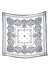 【予約商品】manipuri |  ＜別注 コットンシルクストール120＞メドウバンダナ white×NAVY 0161333801