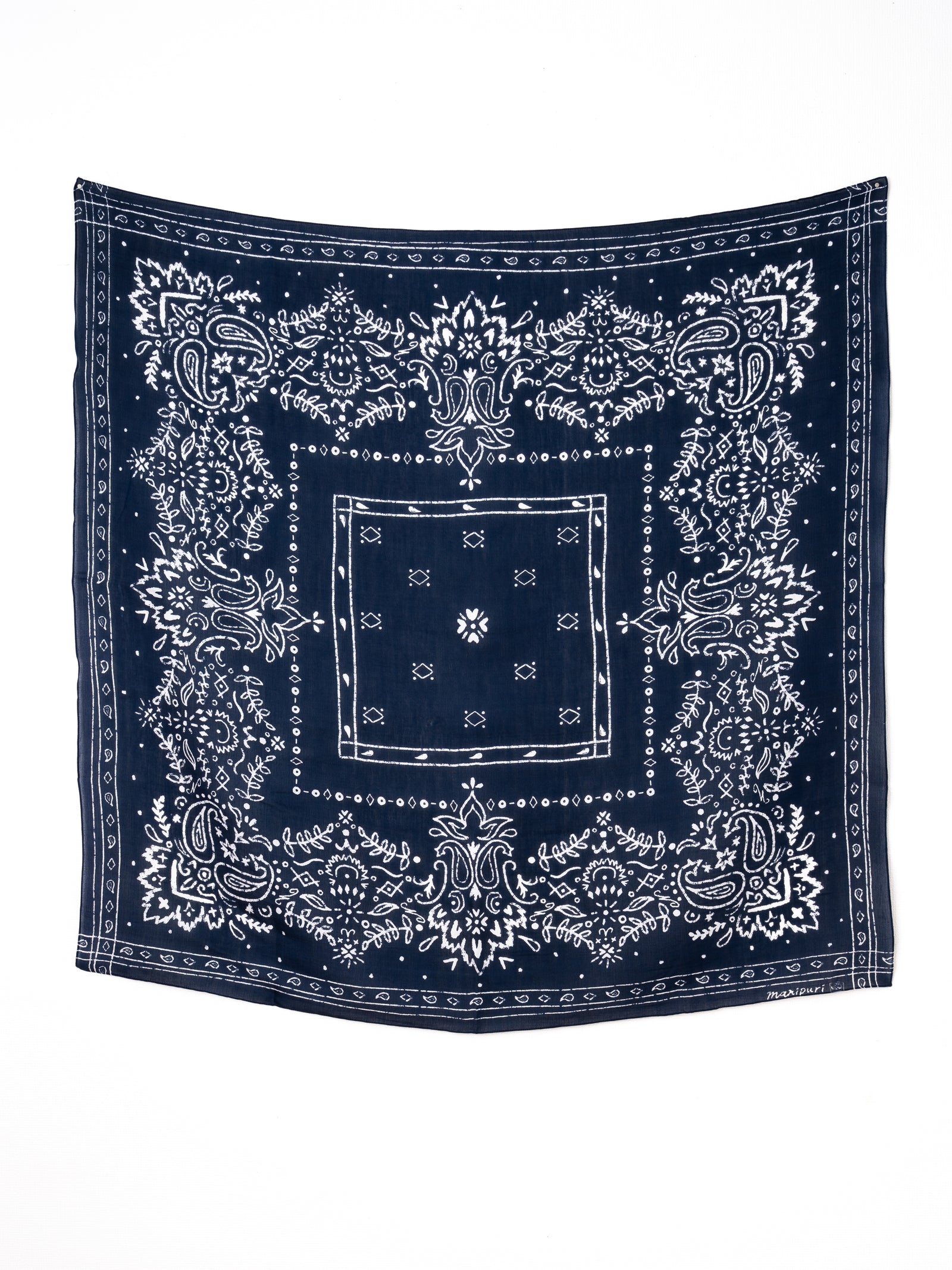 manipuri | ＜別注 コットンシルクストール＞メドウバンダナ NAVY