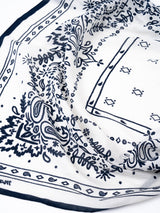 【予約商品】manipuri |  ＜別注 コットンシルクストール120＞メドウバンダナ white×NAVY 0161333801