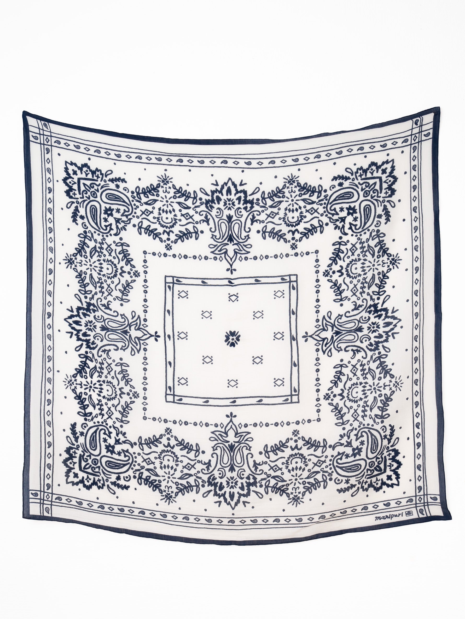 manipuri | ＜別注 コットンシルクストール＞メドウバンダナ white