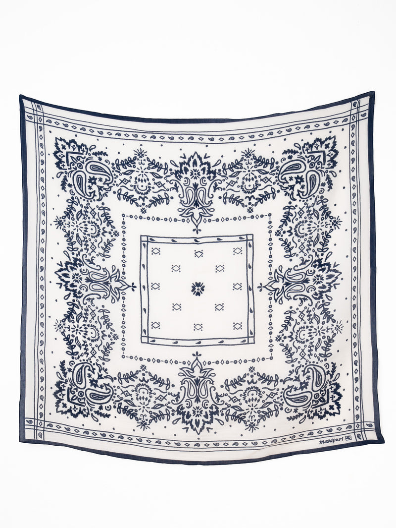 manipuri | ＜別注 コットンシルクストール＞メドウバンダナ white