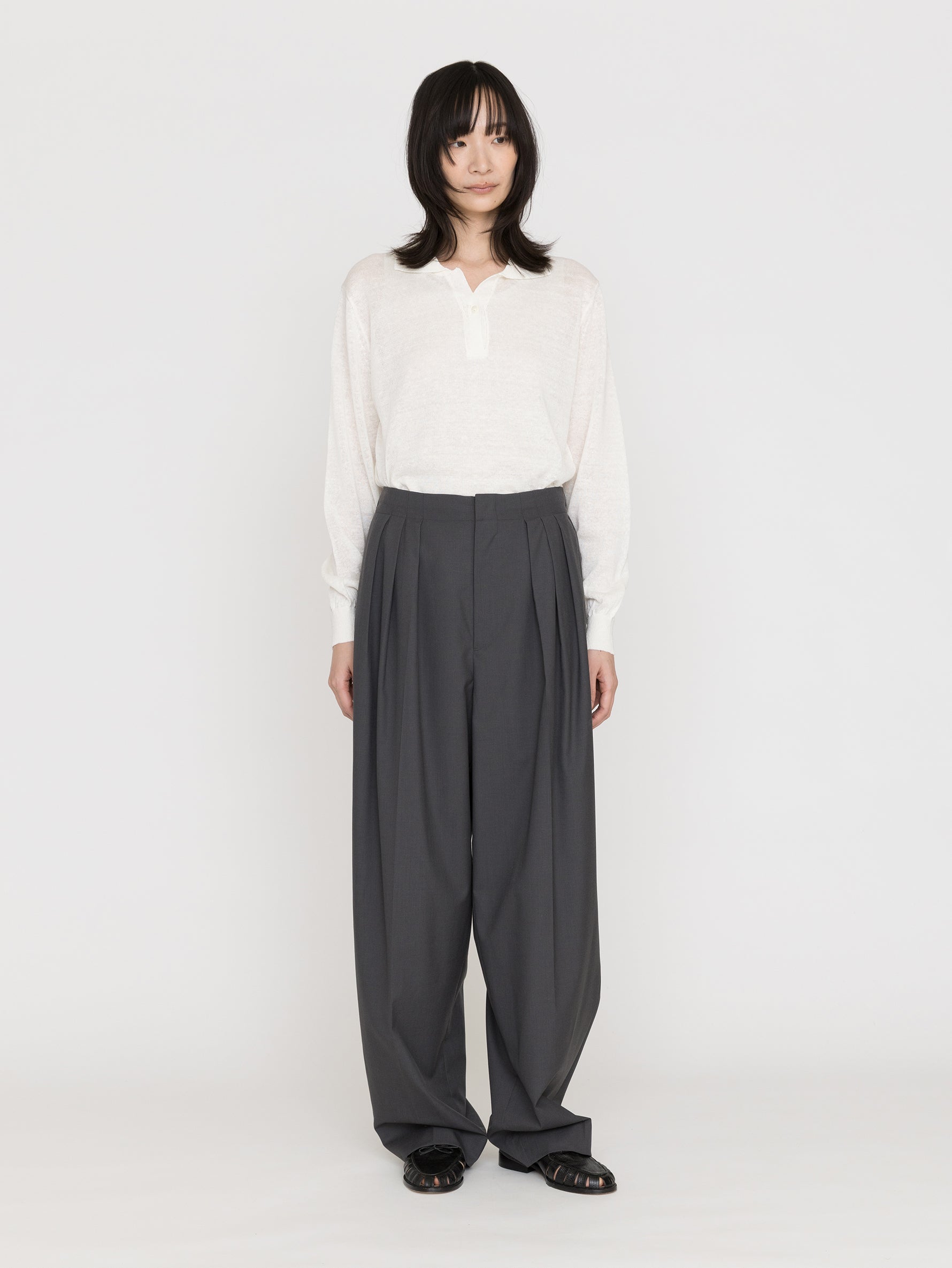 BOWTE | EXTRA FINE WORSTED TOROPICAL TUCKED RELAX WIDE PANTS 261-04-0002
