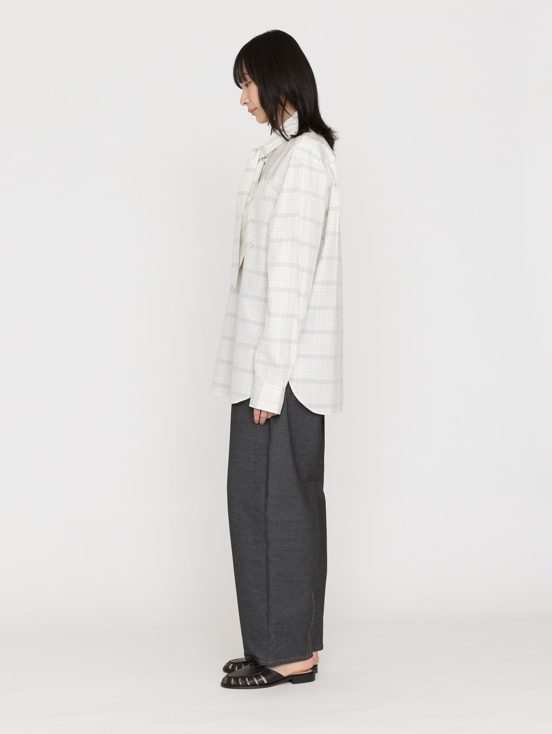 BOWTE | FINX COTTON GRID GRAPH CHECK BOW BLOUSE 261-01-0002