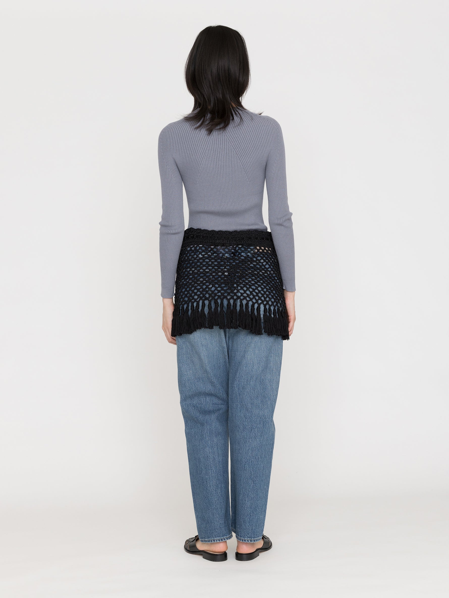 MAYDI | ENSEMBLE Simple net stitch crochet fringed Mini Skirt(For Women)