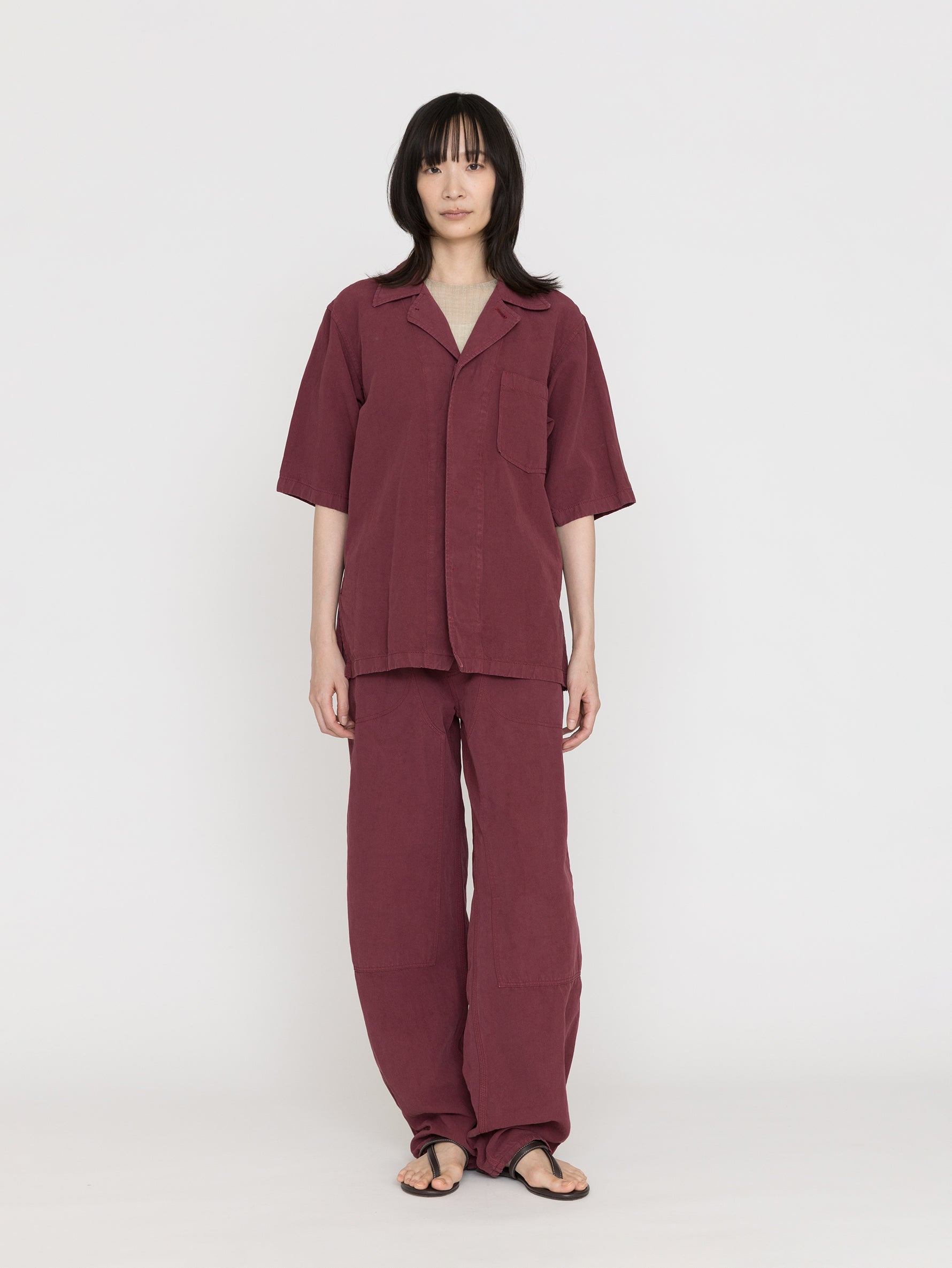 BOWTE | COTTON LINEN BOILE PIECE DYED OPEN COLLAR SHIRTS 261-01-0005