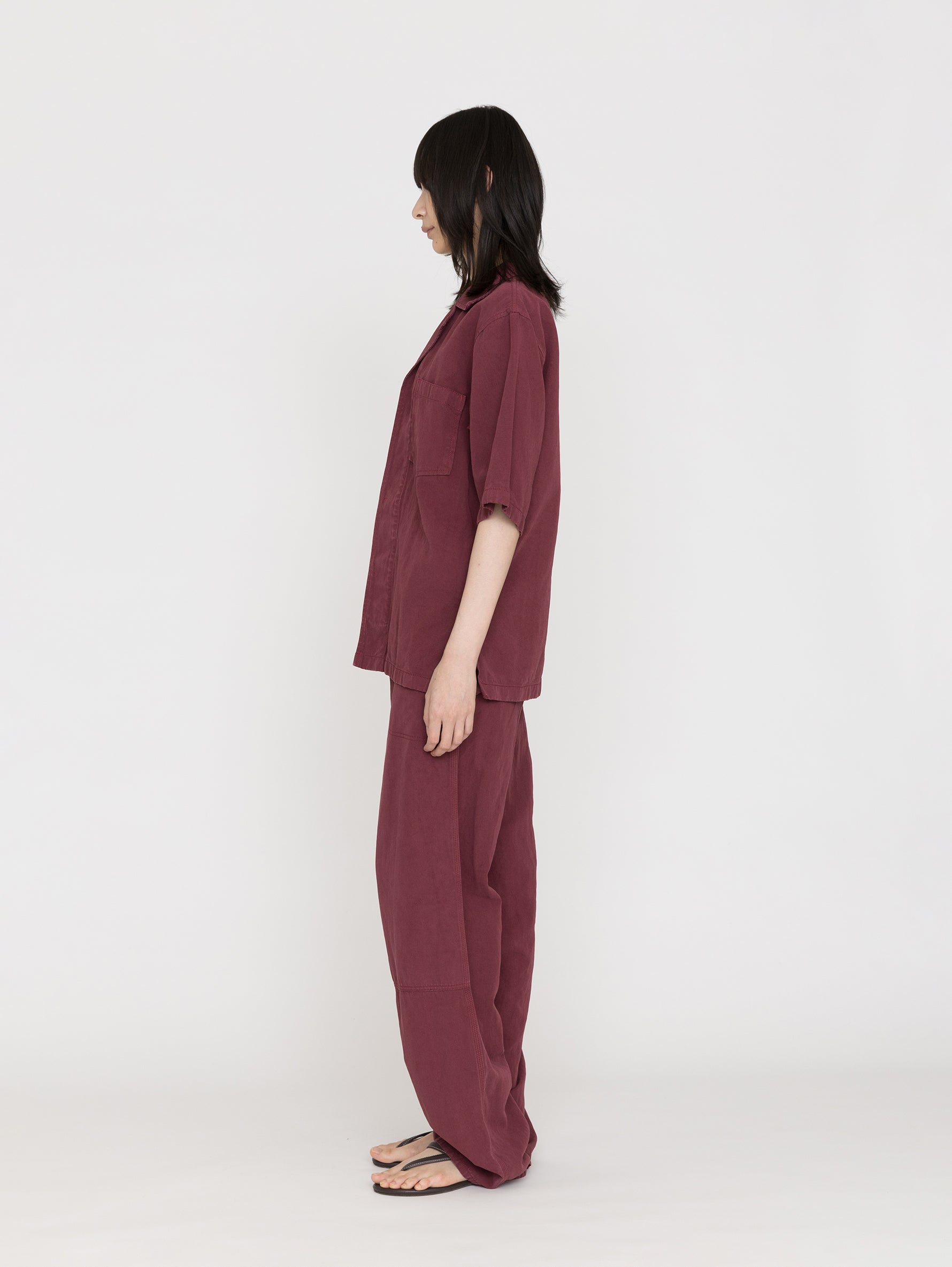 BOWTE | COTTON LINEN BOILE PIECE DYED OPEN COLLAR SHIRTS 261-01-0005