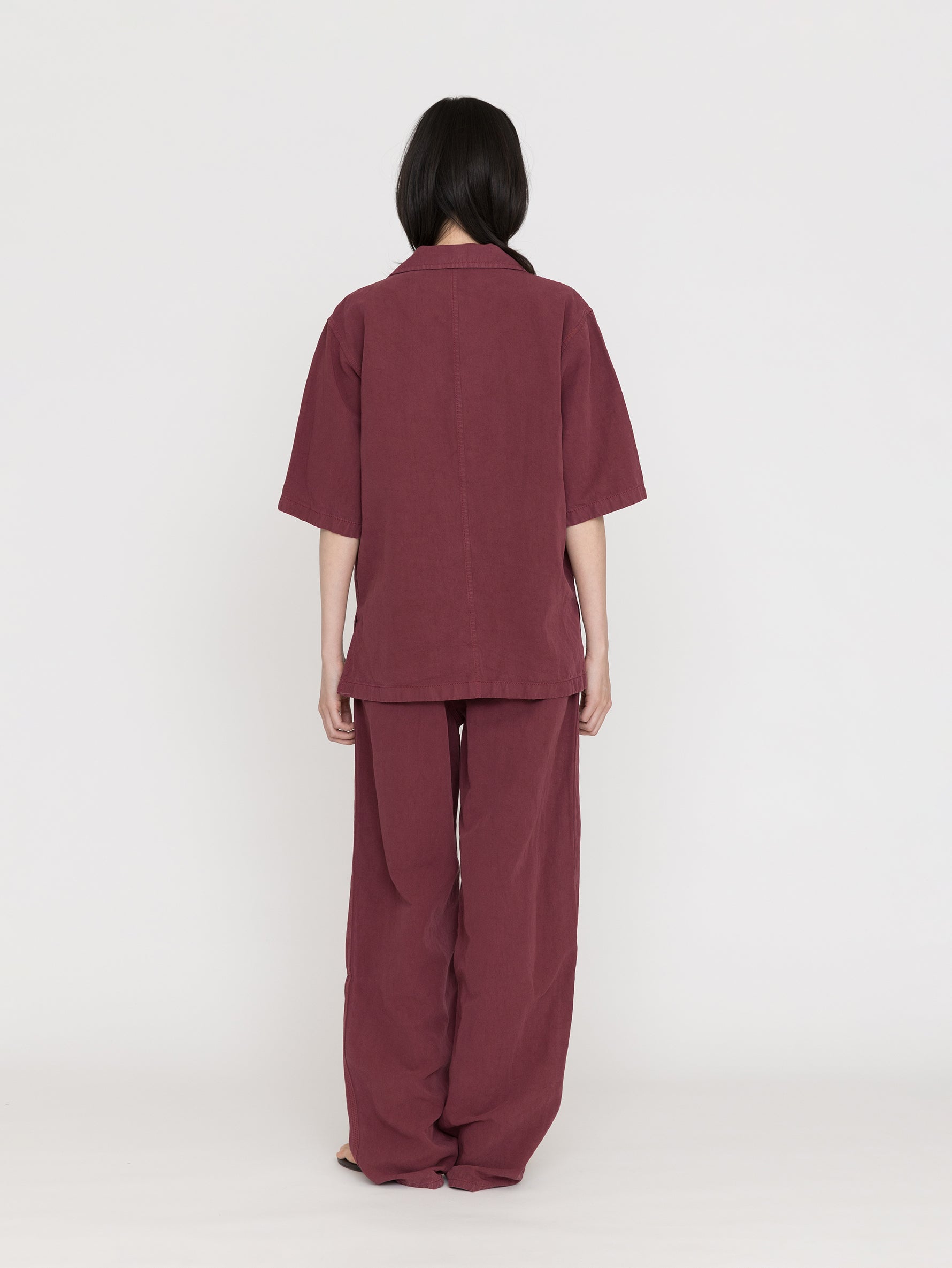 BOWTE | COTTON LINEN BOILE PIECE DYED OPEN COLLAR SHIRTS 261-01-0005