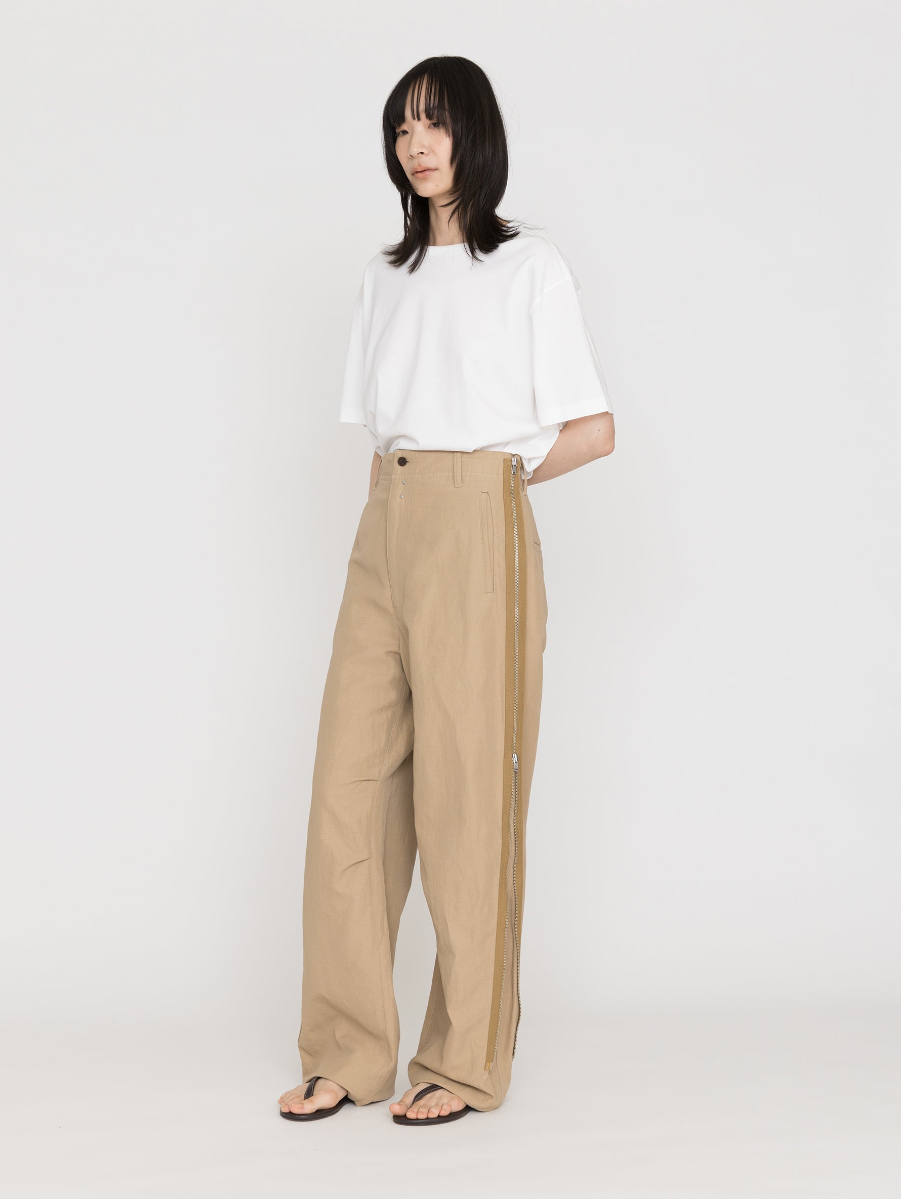 BOWTE | COTTON LINEN BOILE ZIP DETAIL CURB PANTS 261-04-0007