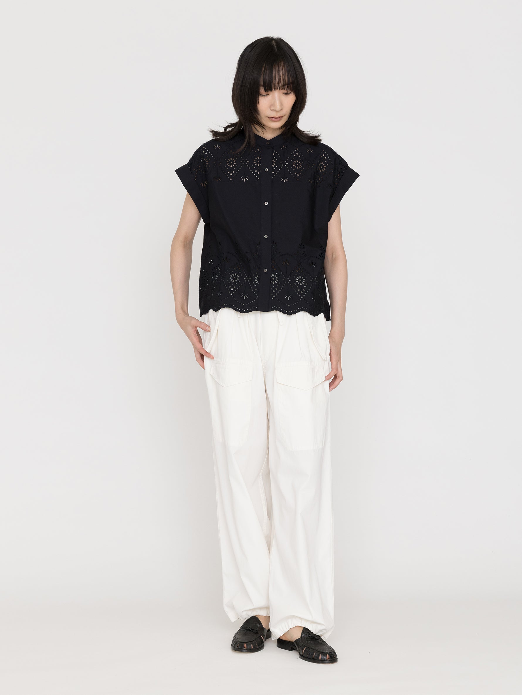 TICCA | TBFS-121 ﾚｰｽﾌﾚﾝﾁｼｬﾂ / khaki , navy（色別注）